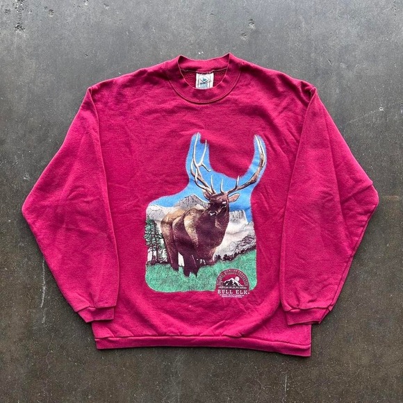 Other - Vintage 9s National Wildlife Federation Bull Elk Graphic Sweatshirt Size Large